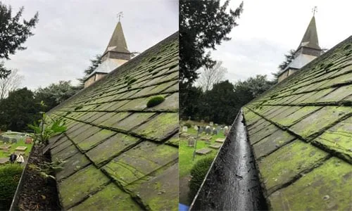 church gutter clearing